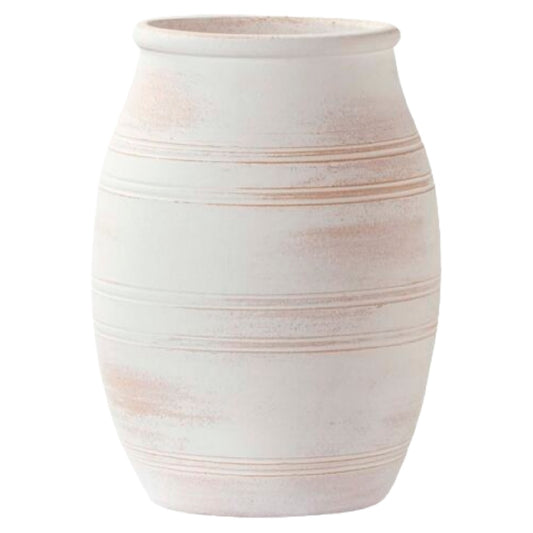 Rustieke Keramieken Pot - Verweerd Wit met Terracotta Accent