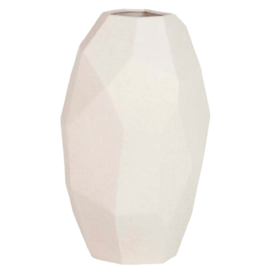 Moderne Gefacetteerde Vaas - Mat Gebroken Wit