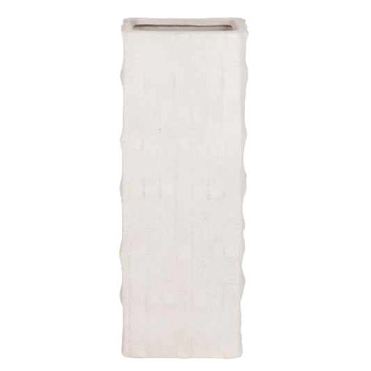 Moderne Rechthoekige Zuilvaas - Mat Gebroken Wit met Getextureerd Oppervlak