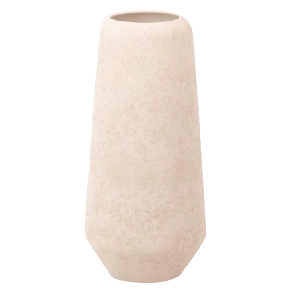 Rustieke Conische Vaas - Gevlekt Beige met Steenstructuur