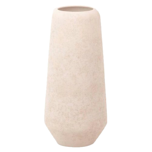 Rustieke Conische Vaas - Gevlekt Beige met Steenstructuur