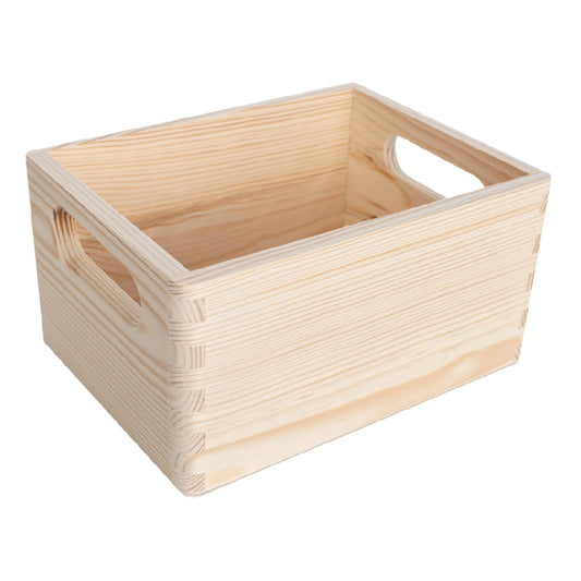 Robuust Grenenhouten Opbergkrat met Ronde Handvaten