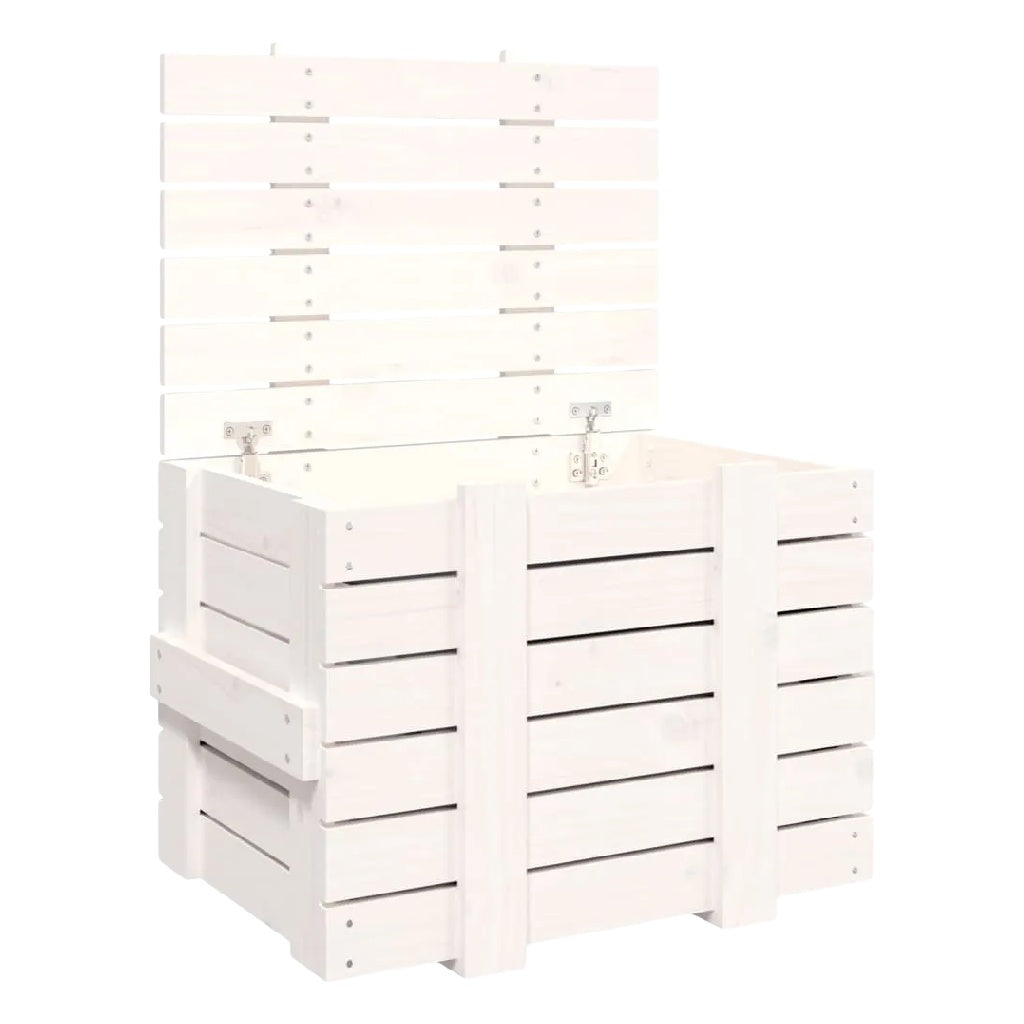 Grote Witte Houten Opbergkist met Lattenontwerp